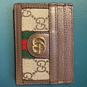 Gucci Brown and Gold Monogram Card Holder
